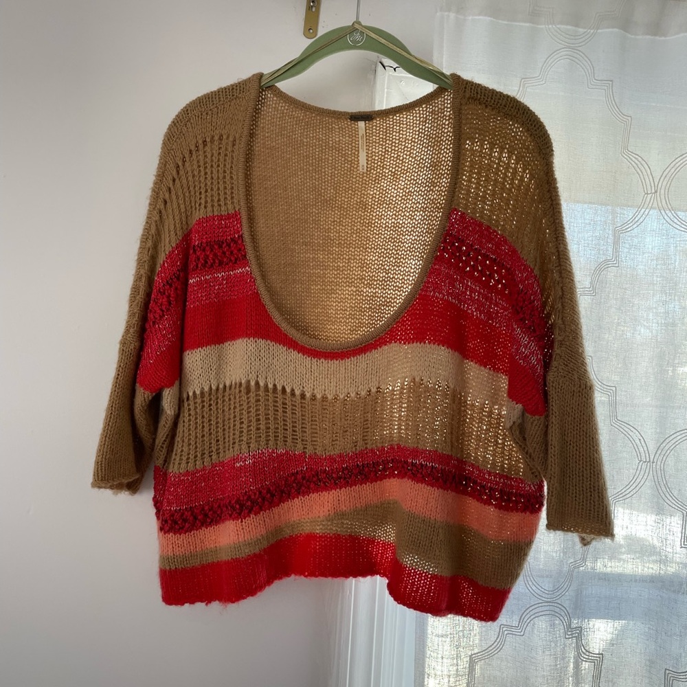 Free People Striped Cropped Sweater